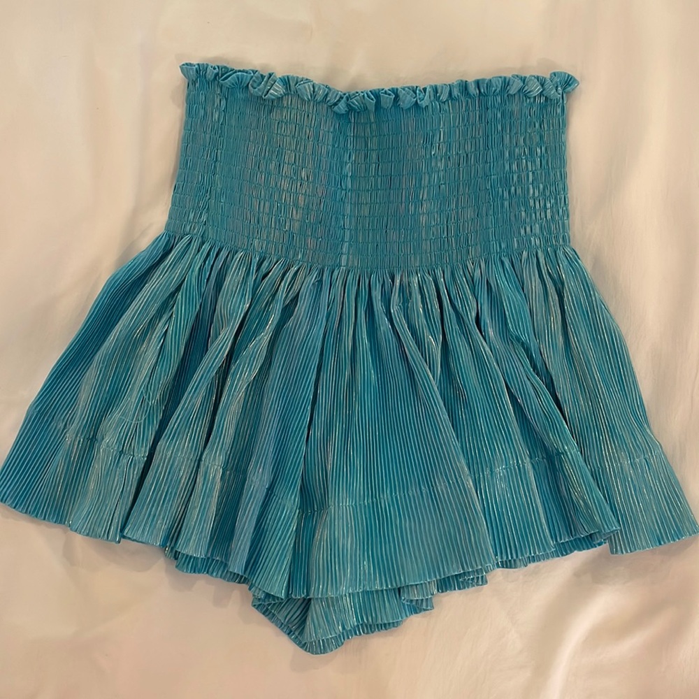 Blue Metallic Smocked Skort- Queen of Sparkles